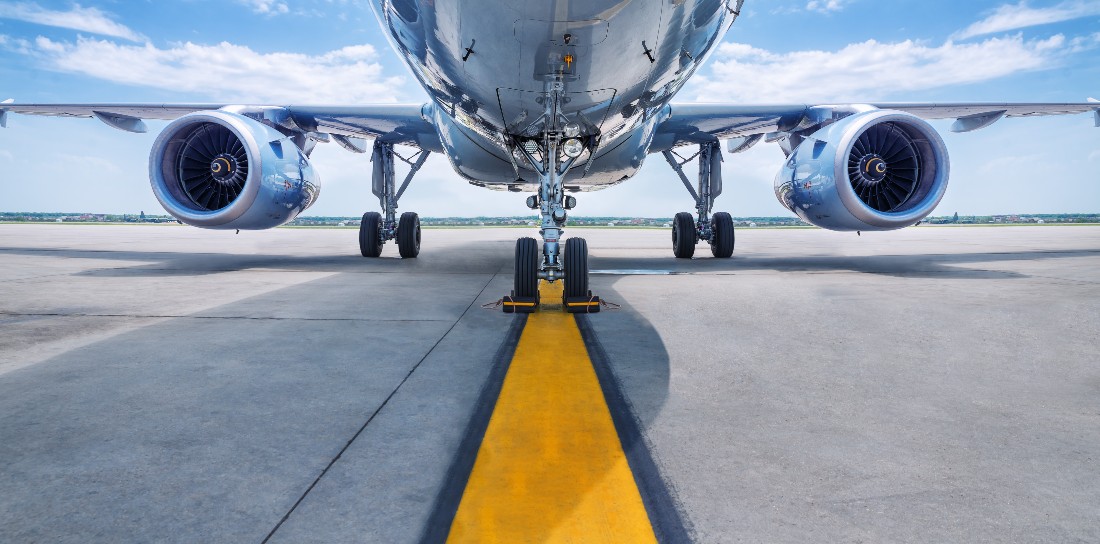 Underneath of plane landing gear