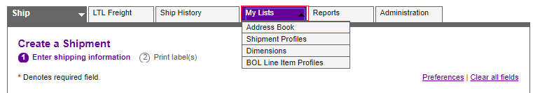 Log into your Old FedEx Account and click on the My List - Address Book
