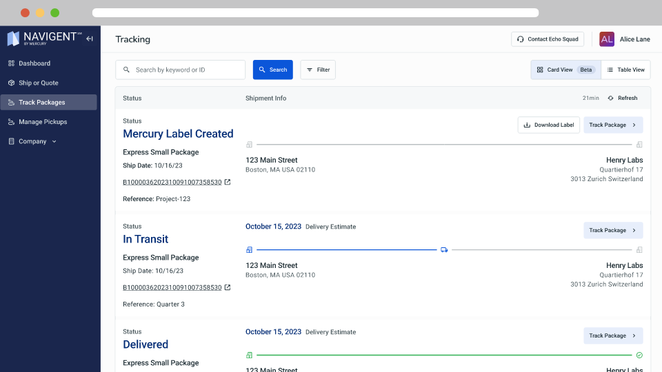 Navigent tracking feature